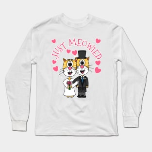 Just Meowied Cat Wedding Newly Weds Funny Long Sleeve T-Shirt